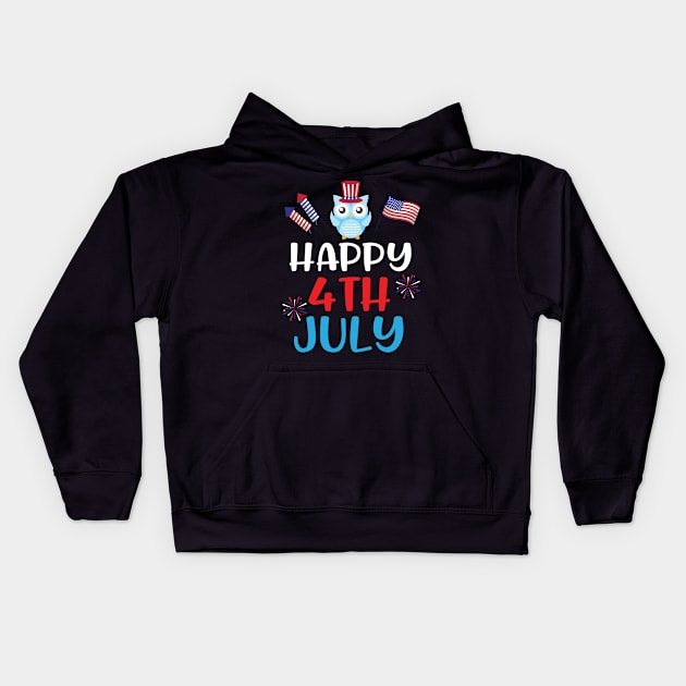 Owl With US Flag Hat Fireworks Happy Independence July 4th Day Americans Dad Mom Son Daughter Kids Hoodie by Cowan79